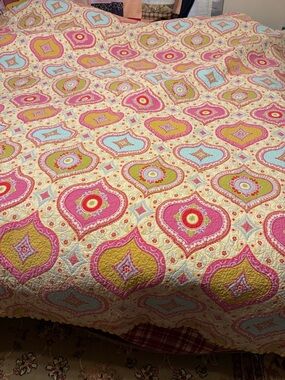 DENA PLEATED Ruffle Moroccan Aladdin COTTON PINK REVERSIBLE Quilt